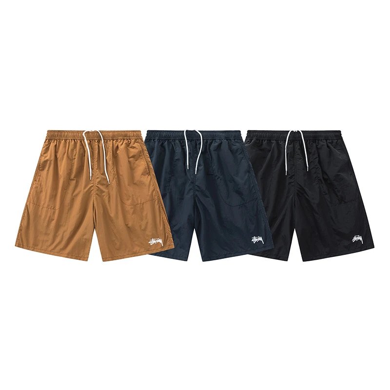Stussy Classic Logo Beige Gray Black Sport Shorts