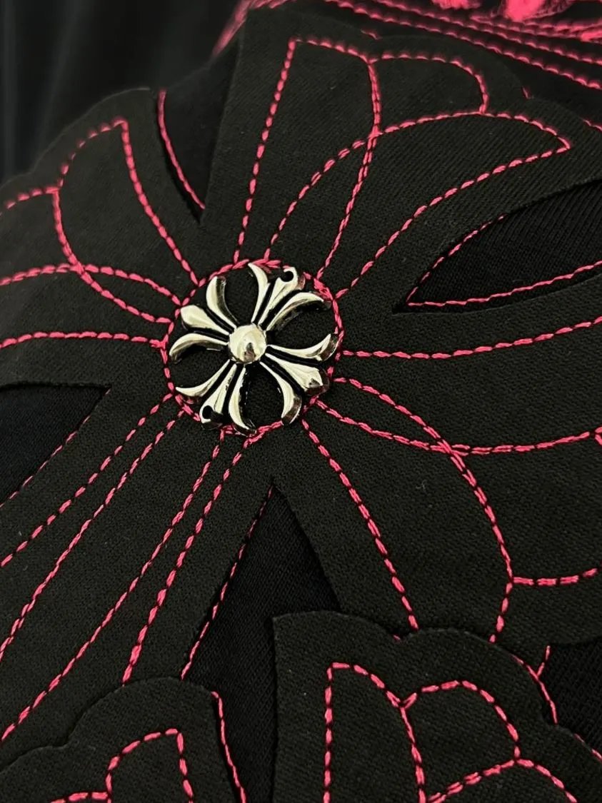 Chrome Hearts Black Embroidered Cross Logo T-Shirt