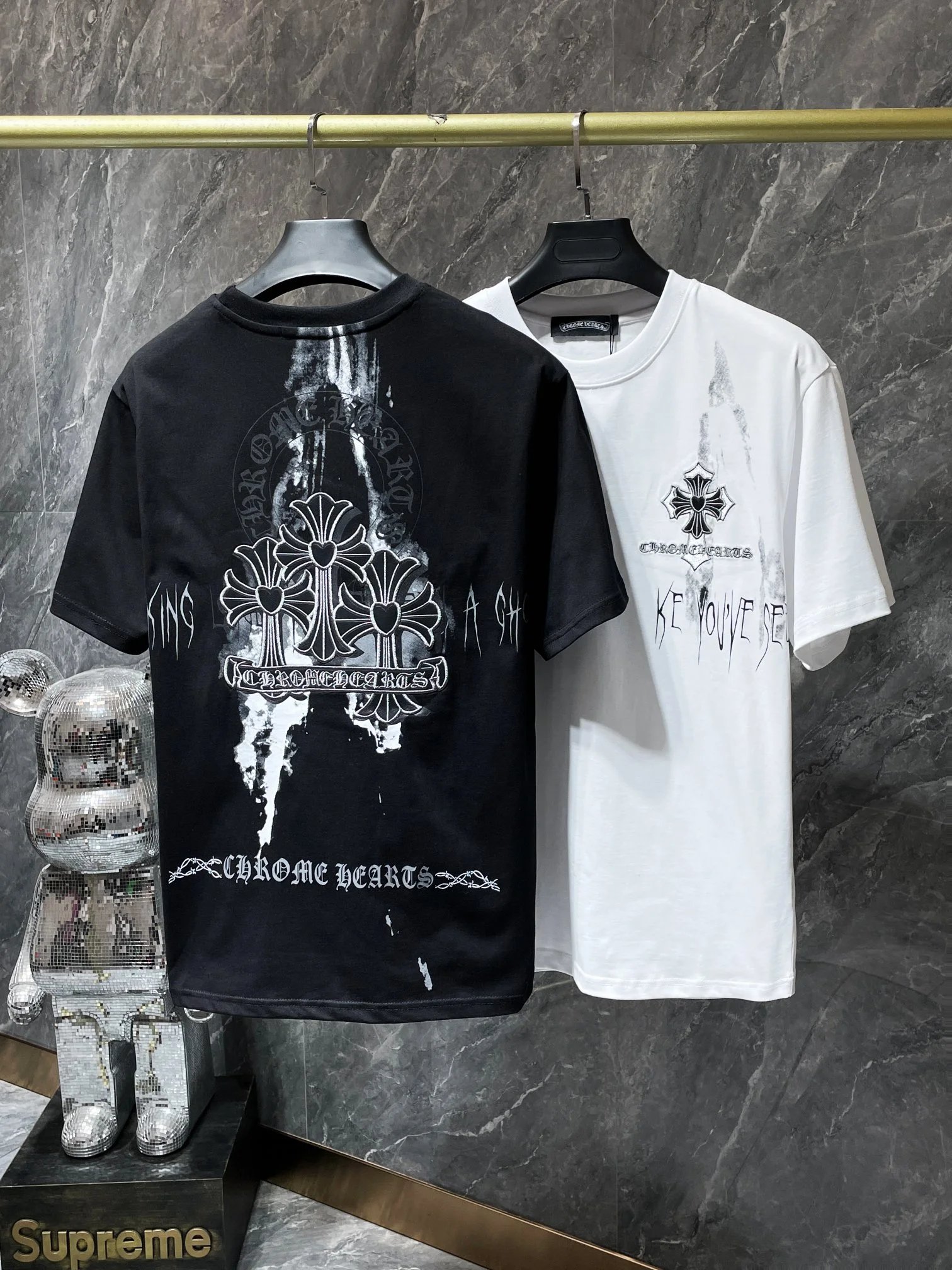 Chrome Hearts Graphic Print Black White Pink Grey Streetwear T-Shirt