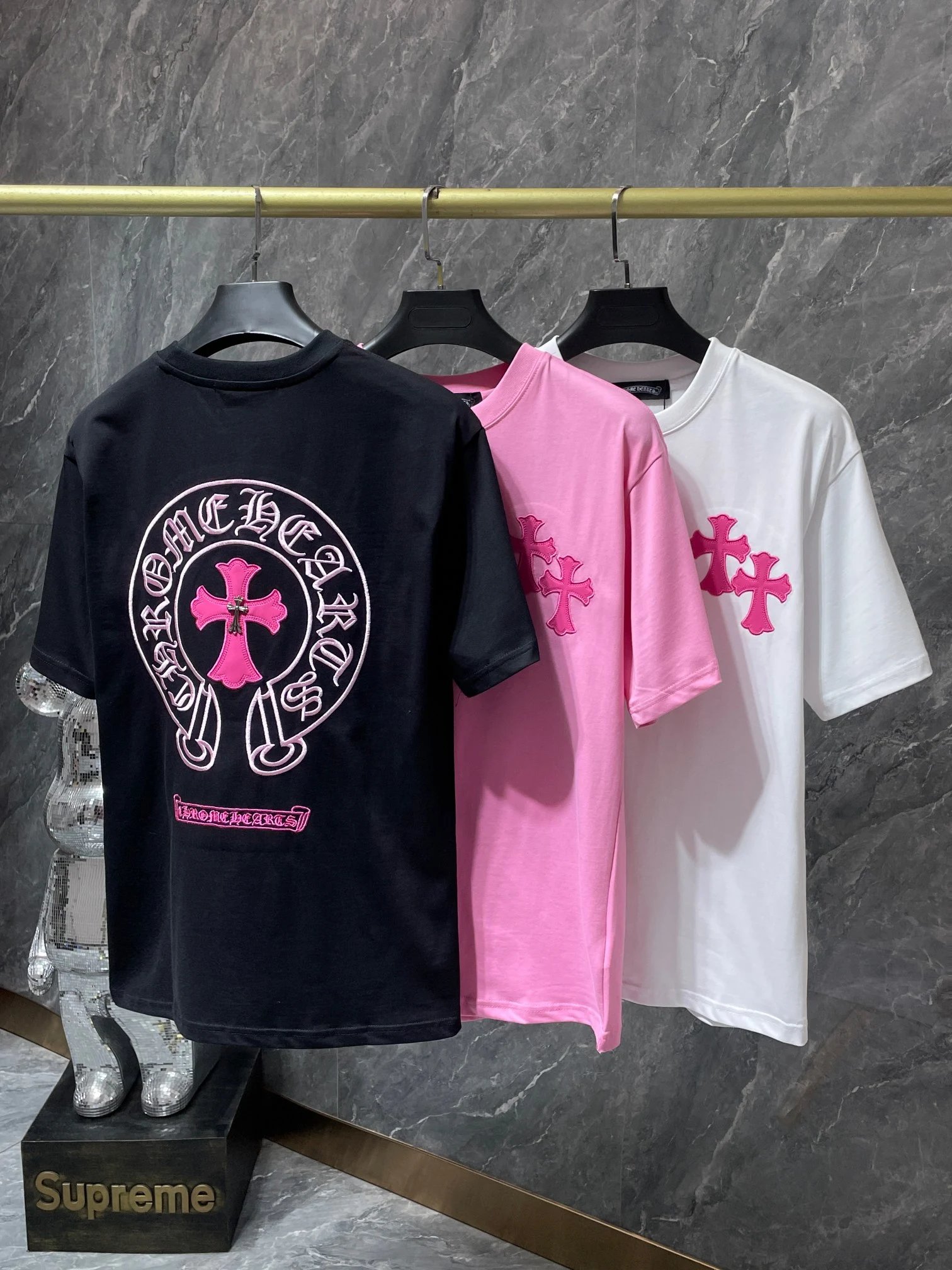 Chrome Hearts Graphic Print Black White Pink Grey Streetwear T-Shirt