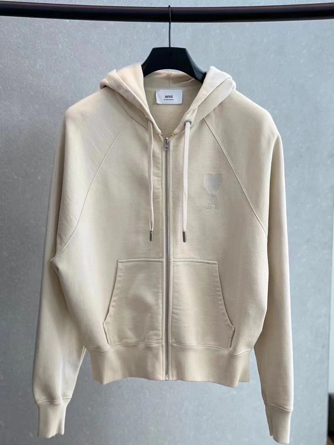 Ami Beige Zip-Up Hoo