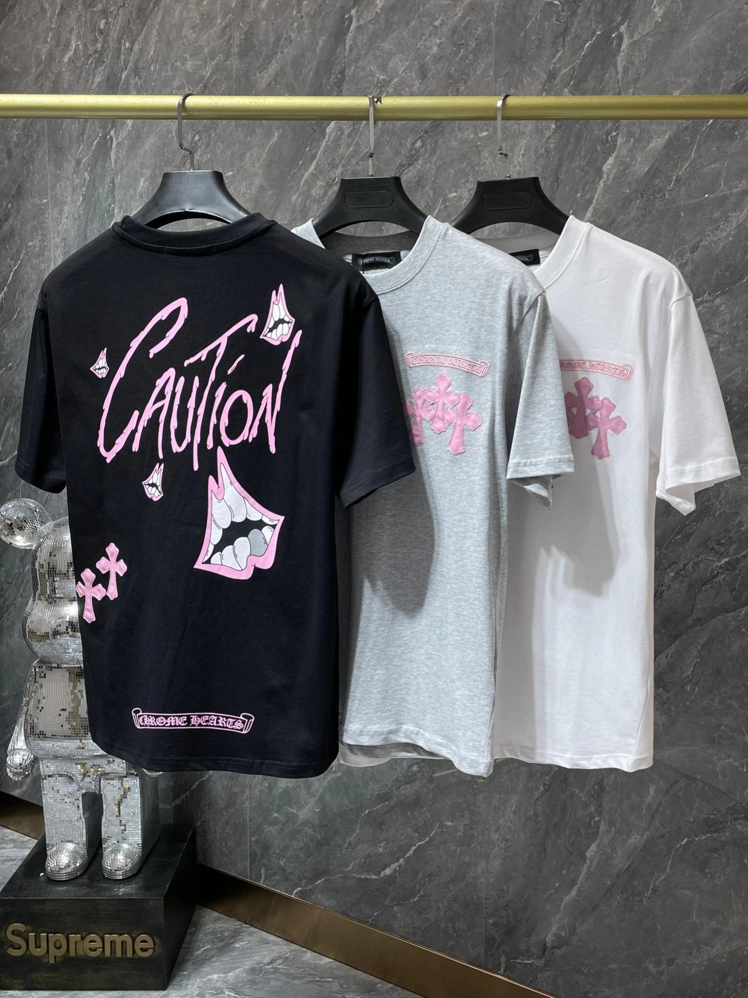 Chrome Hearts Graphic Print Black White Pink Grey Streetwear T-Shirt