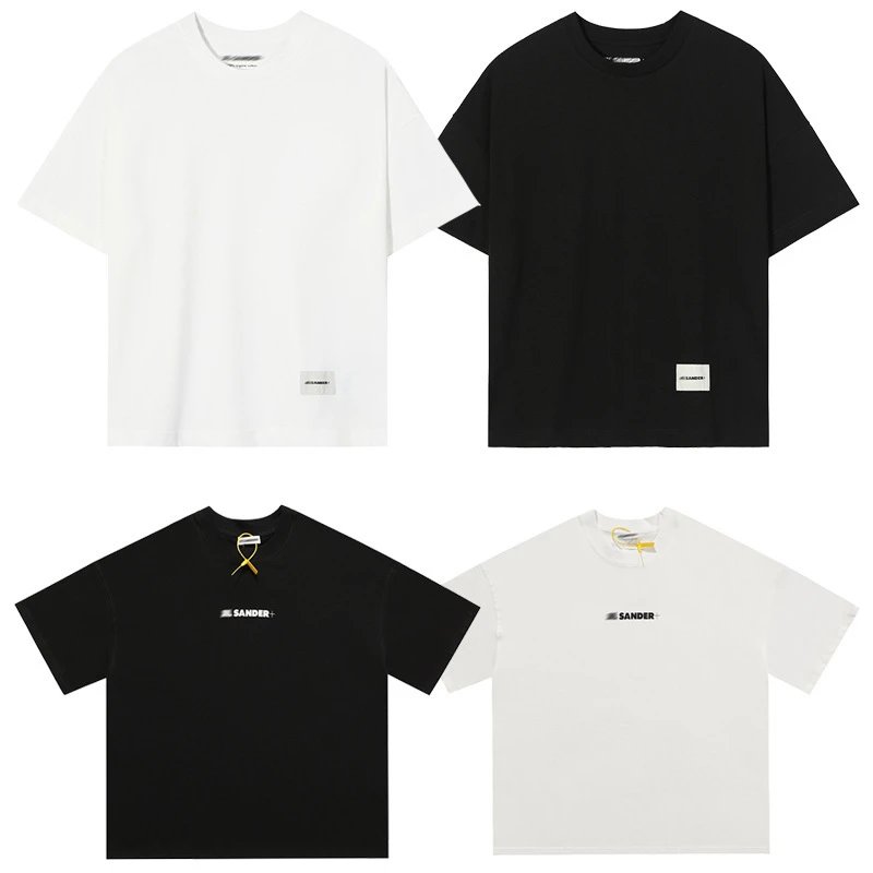 Sander T-Shirt White Black Minimalist Crew Neck
