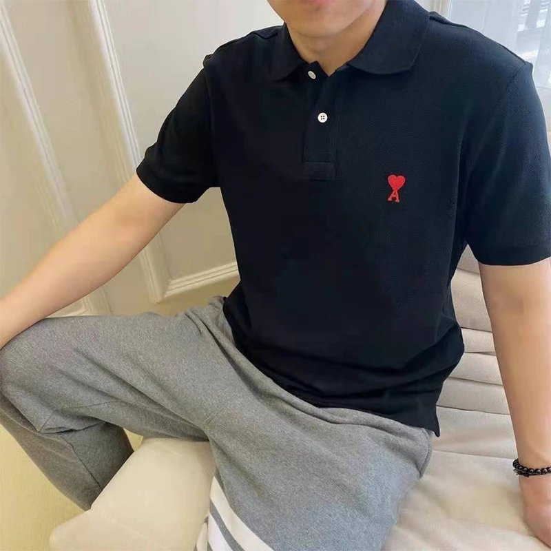 AMI Paris Heart Embroidered Polo Shirt photo 6