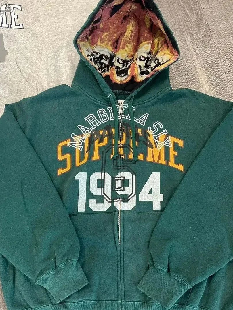 Supreme 1994 Grey Skull Lined Hooded Sweatshirt
