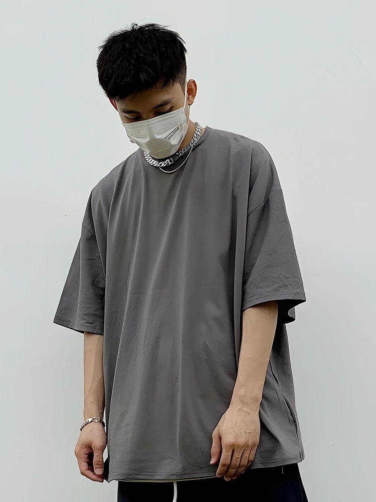 Oversized Gray Cotton Loose Fit Streetwear T-Shirt