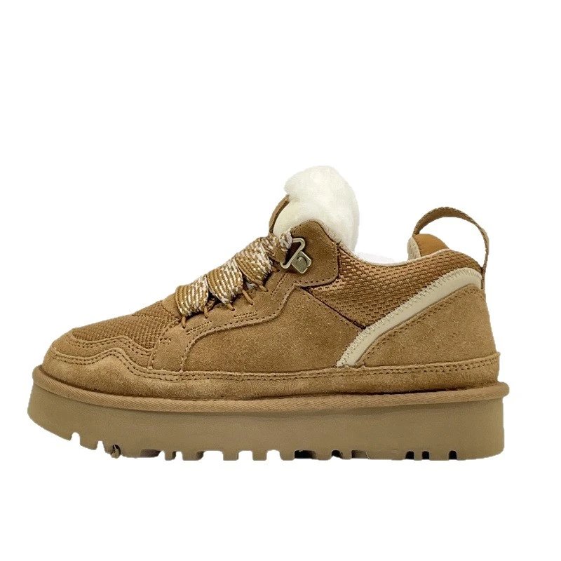 Suede Platform Sneakers Beige Chunky Winter Boots