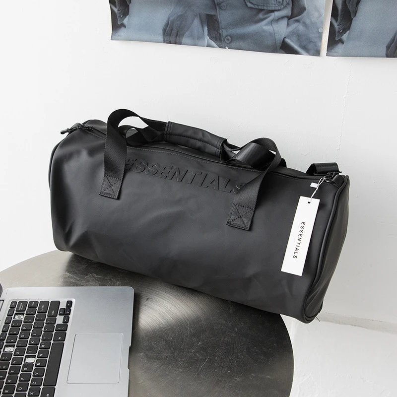 Essentials Black Duffel Bag Minimalist Gym Bag