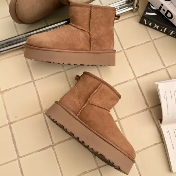 UGG Classic Mini Platform Boots Beige Suede Boots Snow Boots - 2