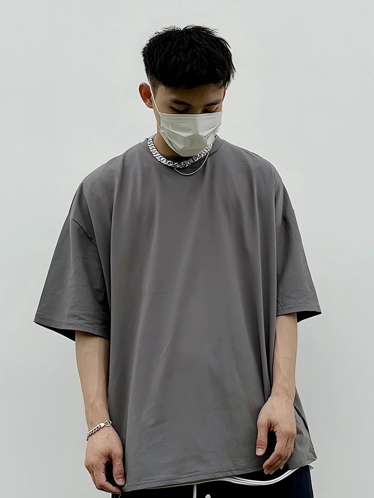 Oversized Gray Cotton Loose Fit Streetwear T-Shirt