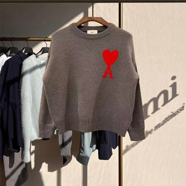 Ami Grey Round Neck Sweater