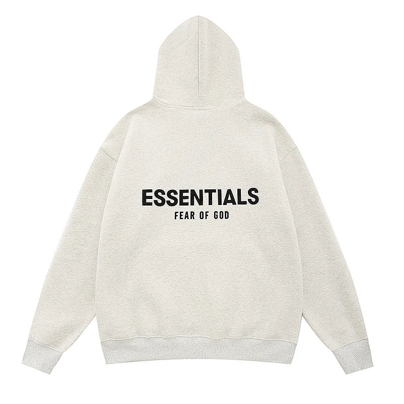 Fear Of God Essentials Off White Gray Black Hooded Sweatshirt