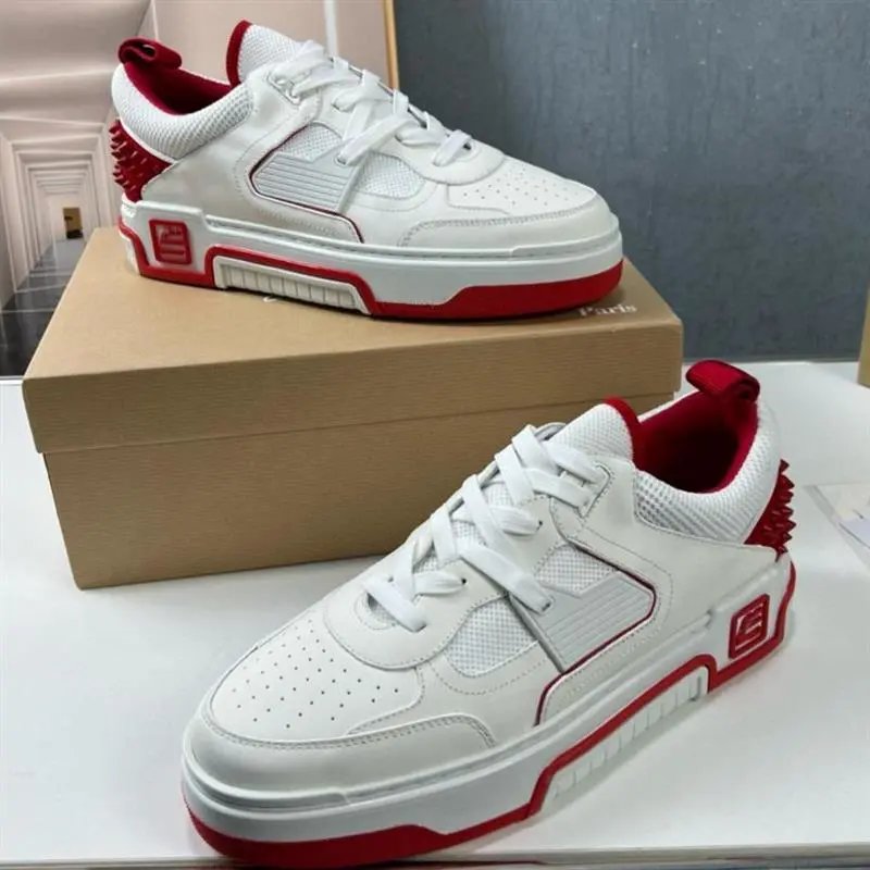 Studded Platform Sneakers White Black Red Urban Streetwear