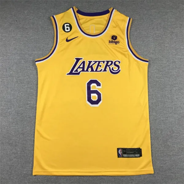 Nike NBA Los Angeles Lakers #6 Yellow Authentic Jersey - 1