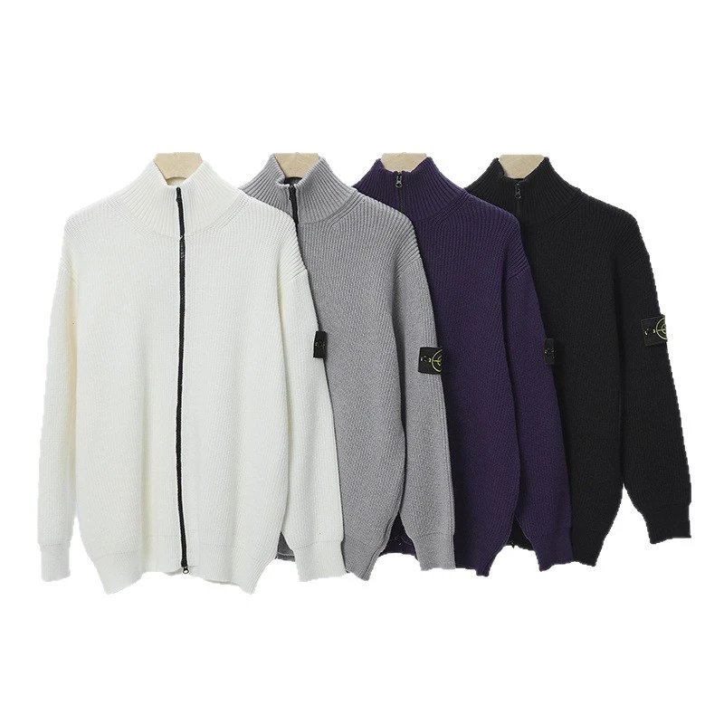 Stone Island Patch Logo Knit Sweater Beige Gray Black White Olive Navy Burgundy Purple Casual