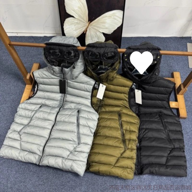 Black Puffer Vest with Goggle Hood Casual Style