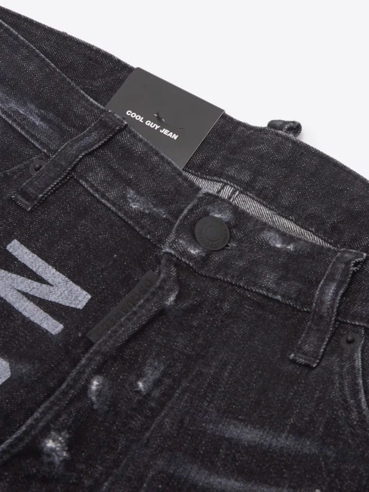 Dsquared2 Icon Black Graffiti Print Slim Fit Jeans