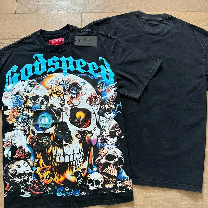 Godspeed Graphic Print Black Multicolor Streetwear T-Shirt