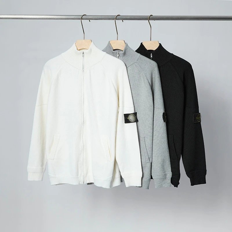 Stone Island Patch Logo Knit Sweater Beige Gray Black White Olive Navy Burgundy Purple Casual