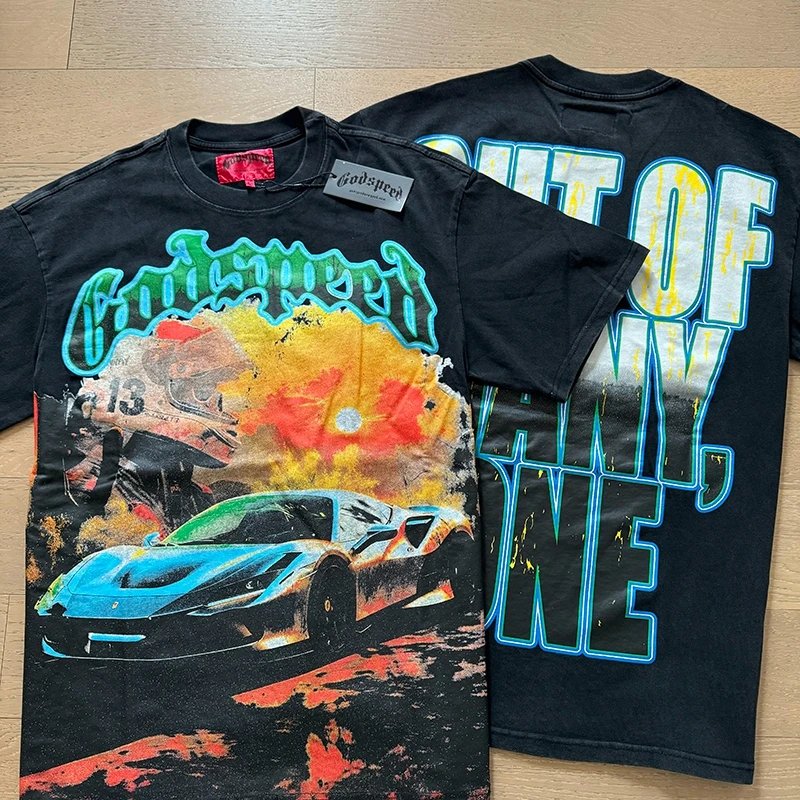 Godspeed Graphic Print Black Multicolor Streetwear T-Shirt