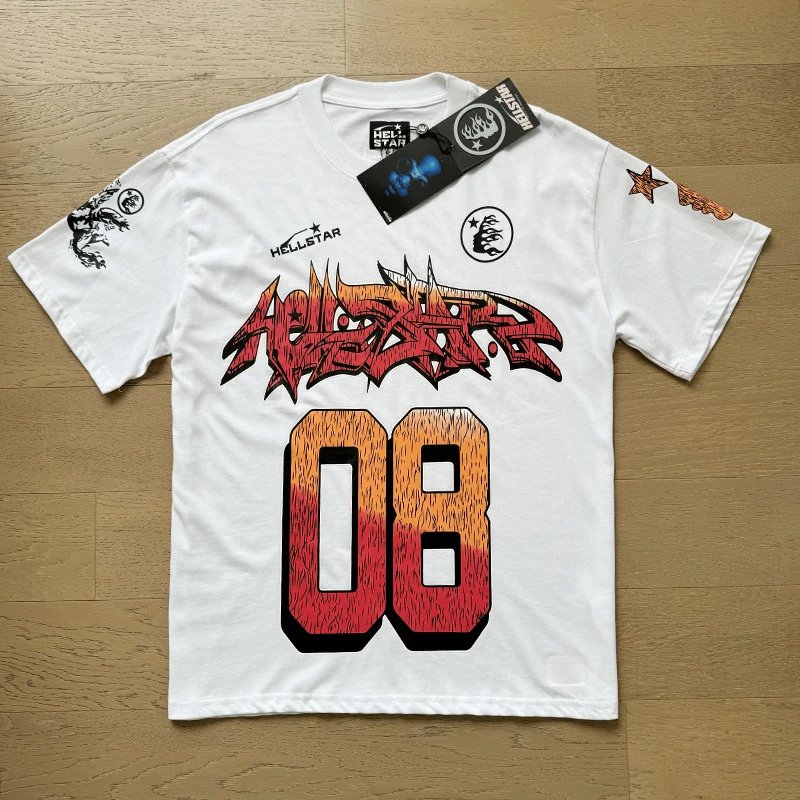 Hellstar Graphic Print Black White Off White Teal Streetwear T-Shirt