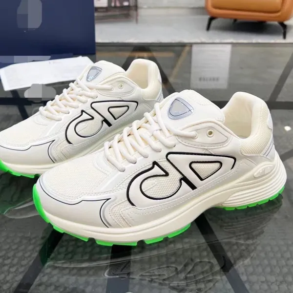 Design CP Logo Chunky Sneakers White with Neon Green Sole - 1