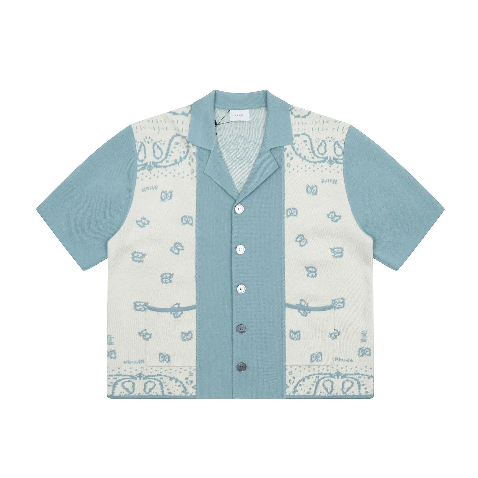 Rhude Blue and White Knit Shirt