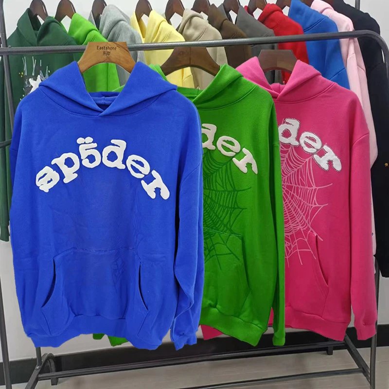 Spider Graphic Hoodie Black Pink Blue Purple Streetwear