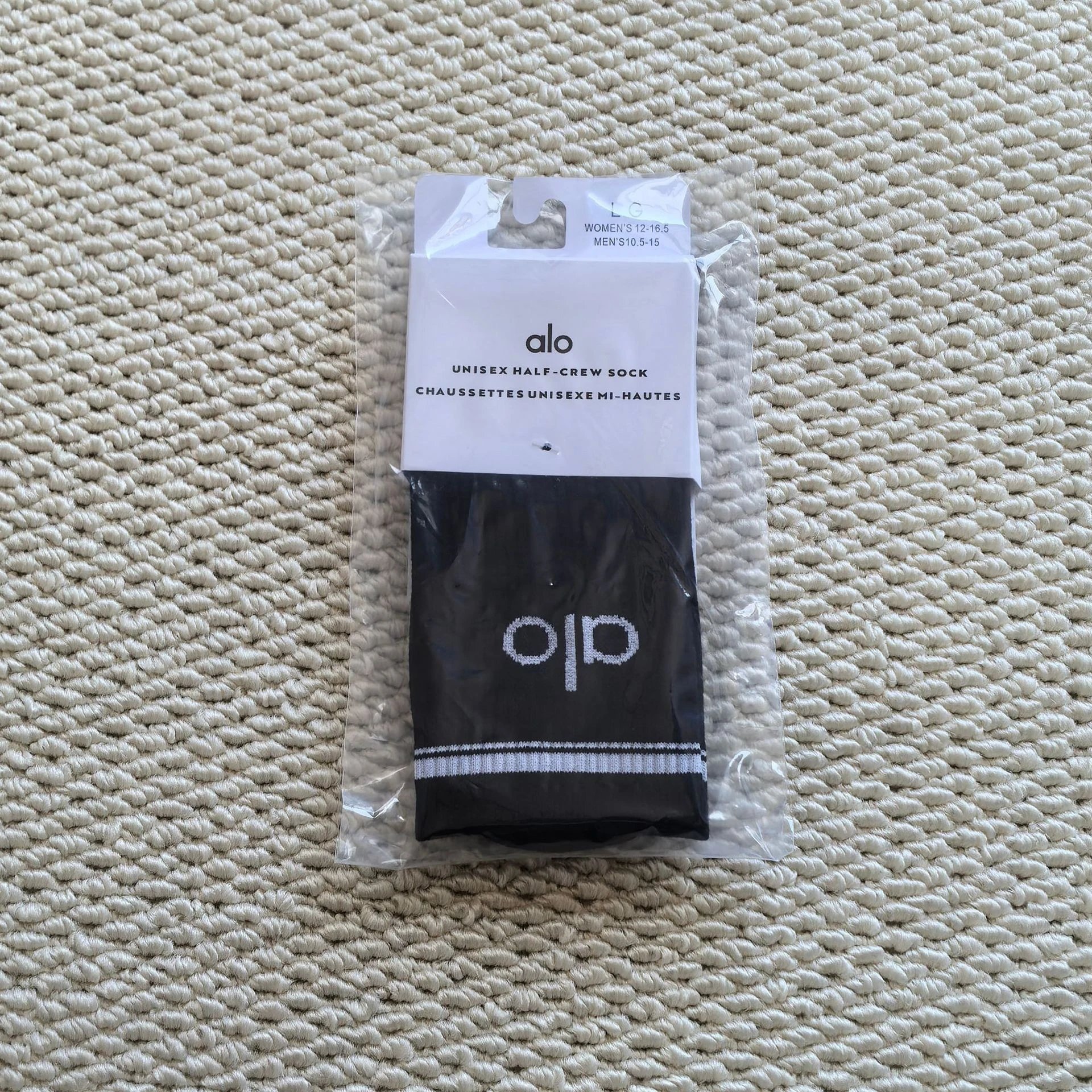 Alo Unisex Half-Crew Sock Black Socks