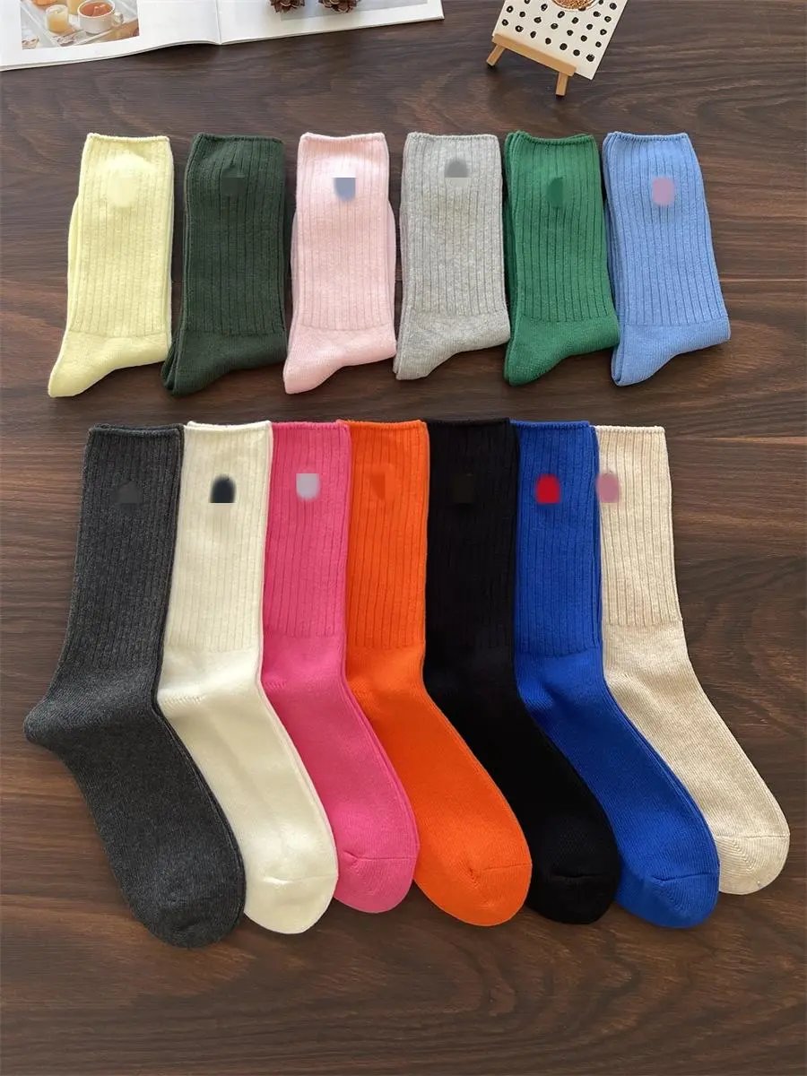 Ribbed Cotton Crew Socks Multi Color Casual