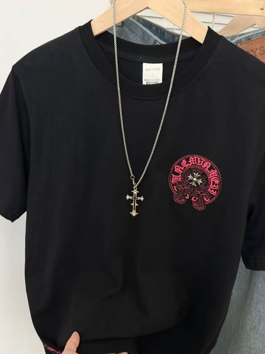 Chrome Hearts Black Embroidered Cross Logo T-Shirt