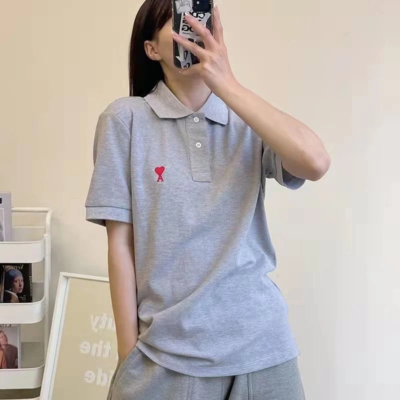 AMI Paris Heart Embroidered Polo Shirt photo 5