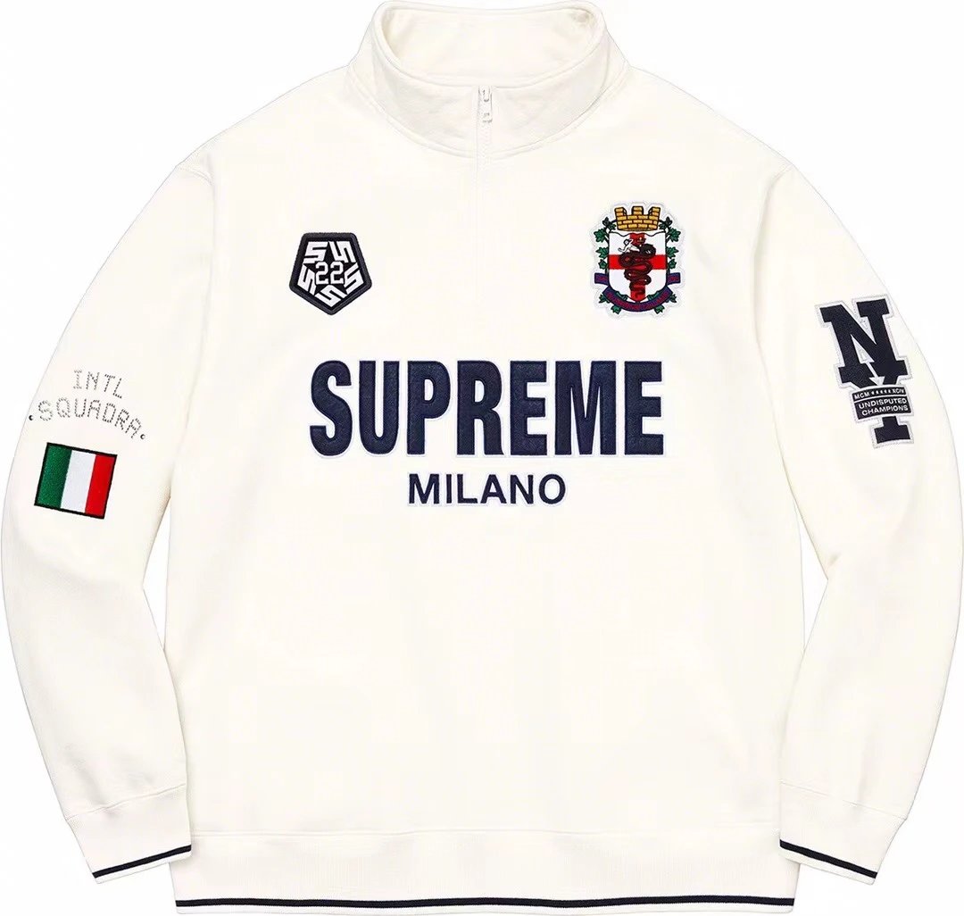Supreme White Half-Zip Sweatshirt