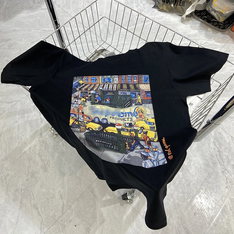 Graphic Print White And Black Crewneck T-Shirt Collection