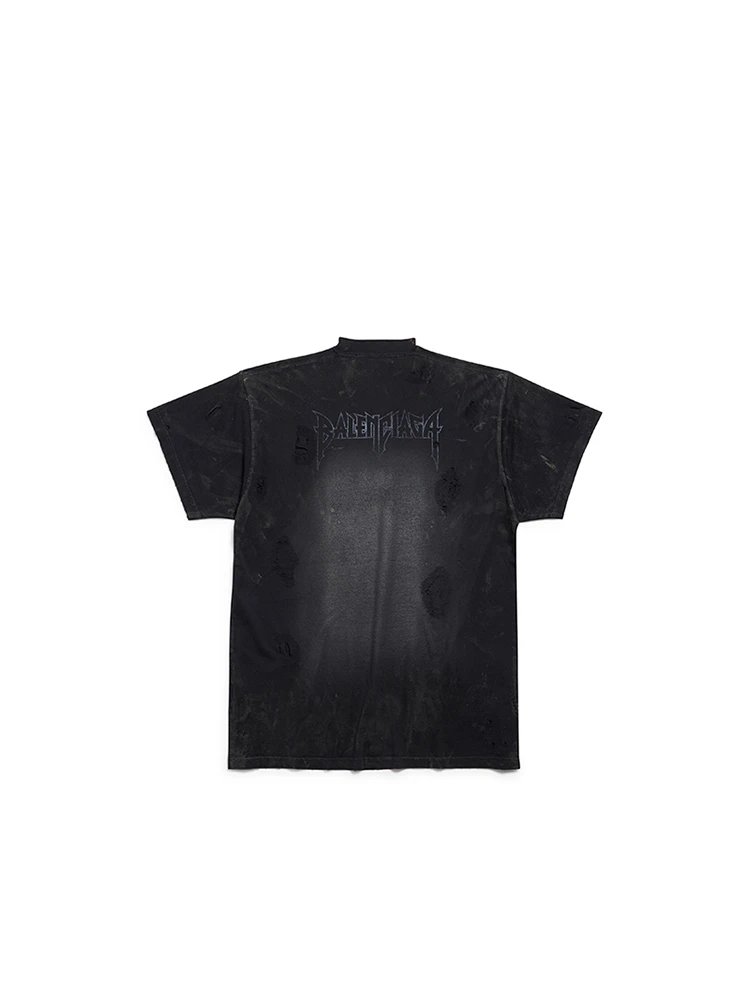 Balenciaga Eiffel Tower Black Distressed Graphic T-Shirt