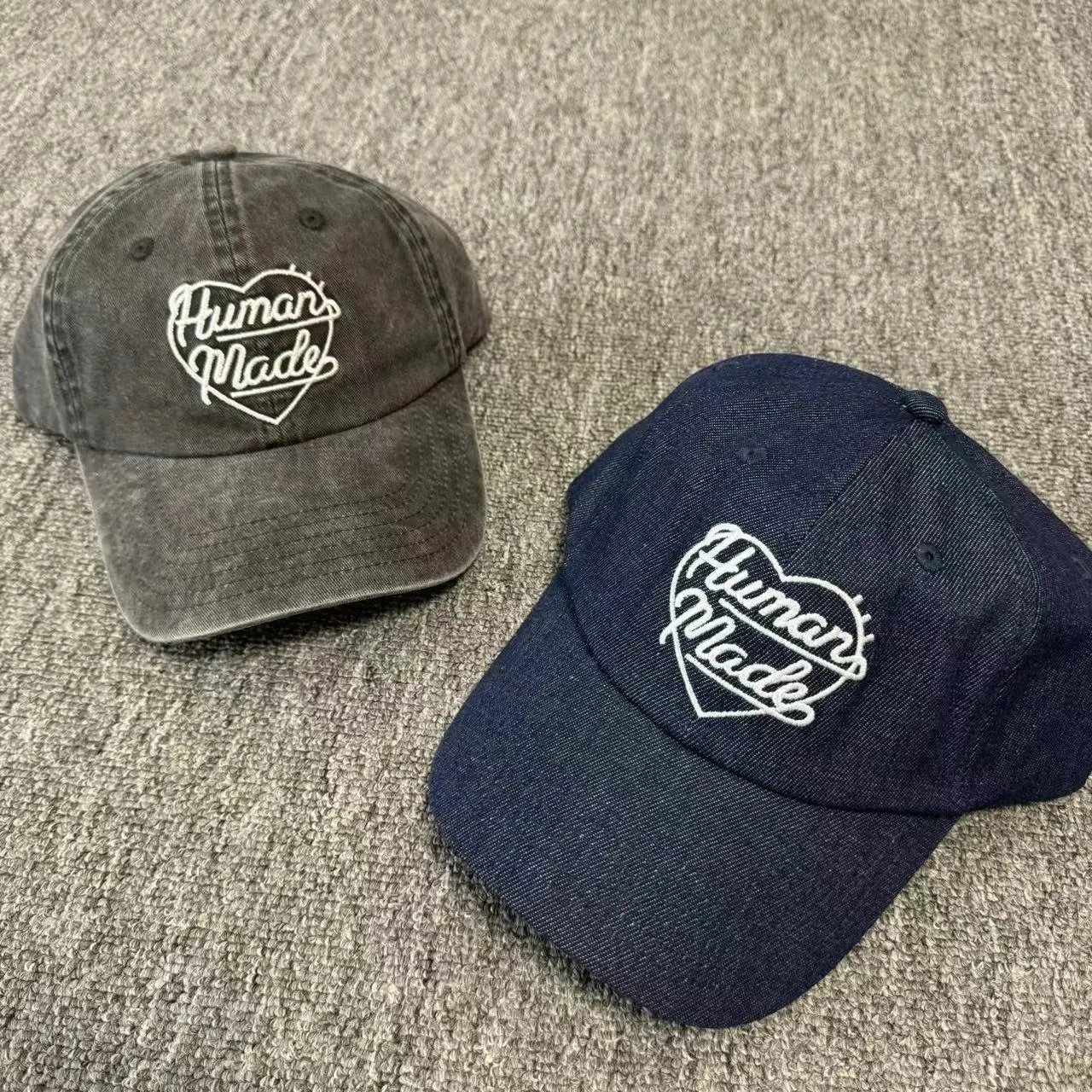 Human Made Heart Logo Denim Baseball Cap Navy Hats - 3