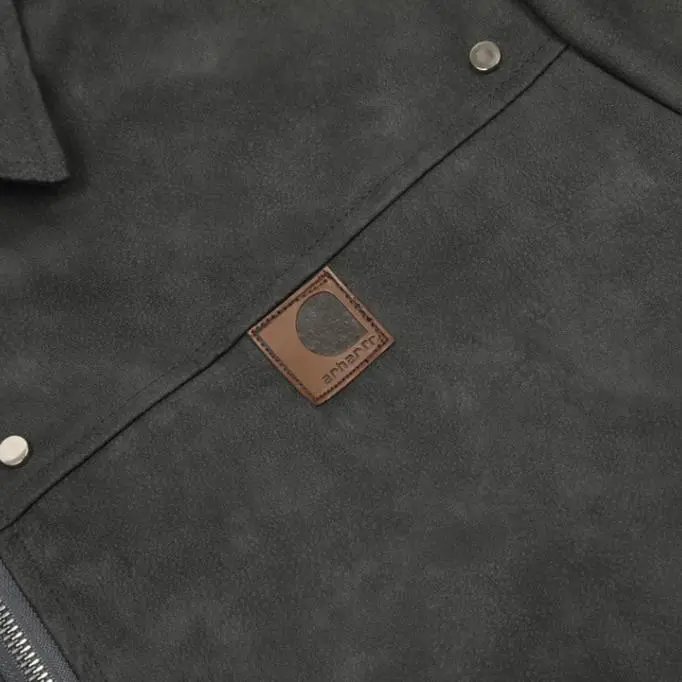 Suede Zip-Up Jacket Dark Gray Utility Style