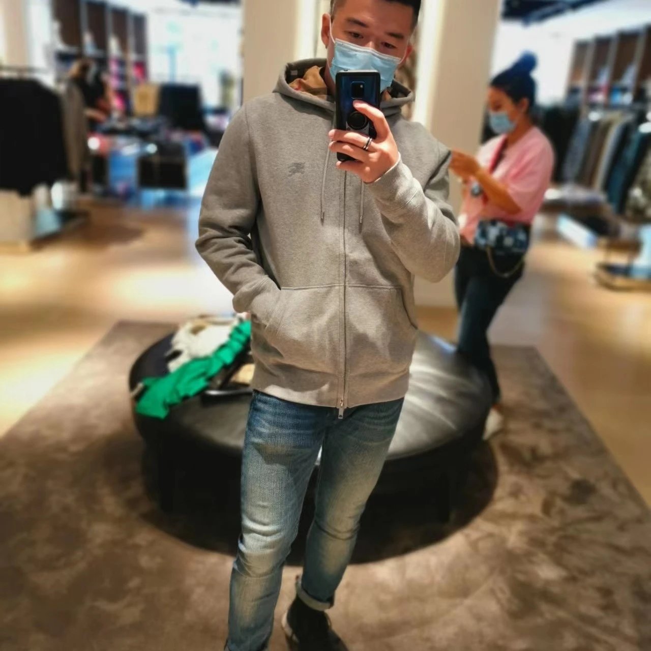 Burb*erry autumn and winter new warhorse logo sweatshirt plaid hooded zipper jacket men