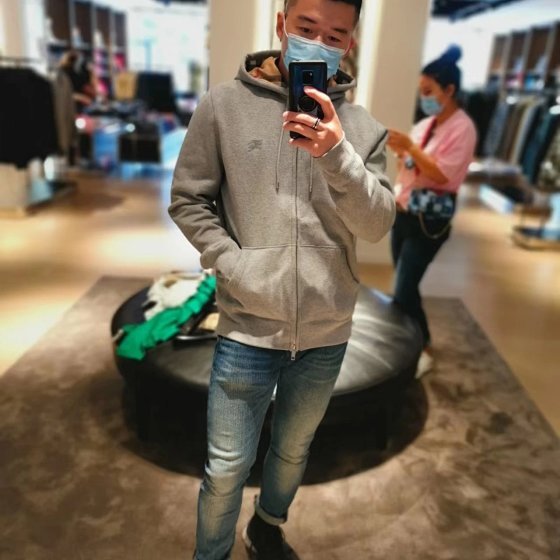 Burb*erry autumn and winter new warhorse logo sweatshirt plaid hooded zipper jacket men