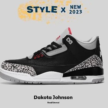 Air Jordan 3 Black Cement Elephant Print Retro Sneakers