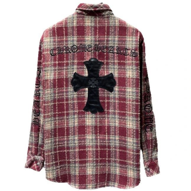 Chrome Hearts Plaid Shirt Black White Distressed Casual