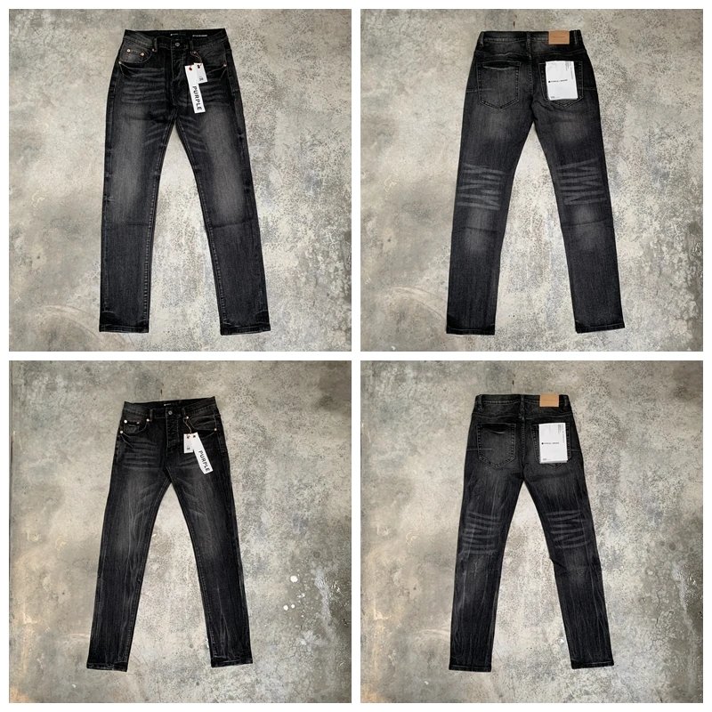 Purple Denim Jeans Black Distressed Slim Fit