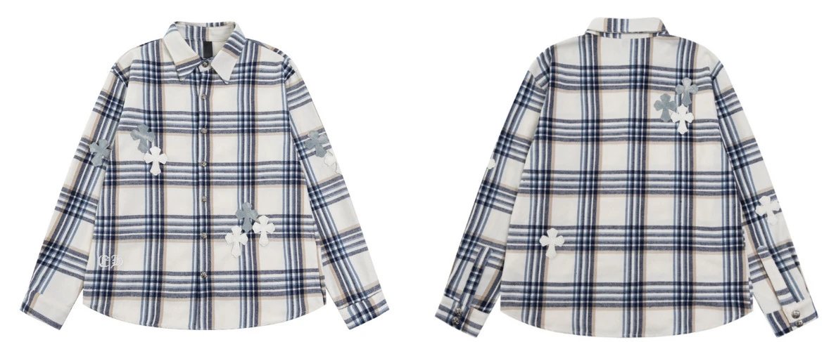 Plaid Cross Embroide