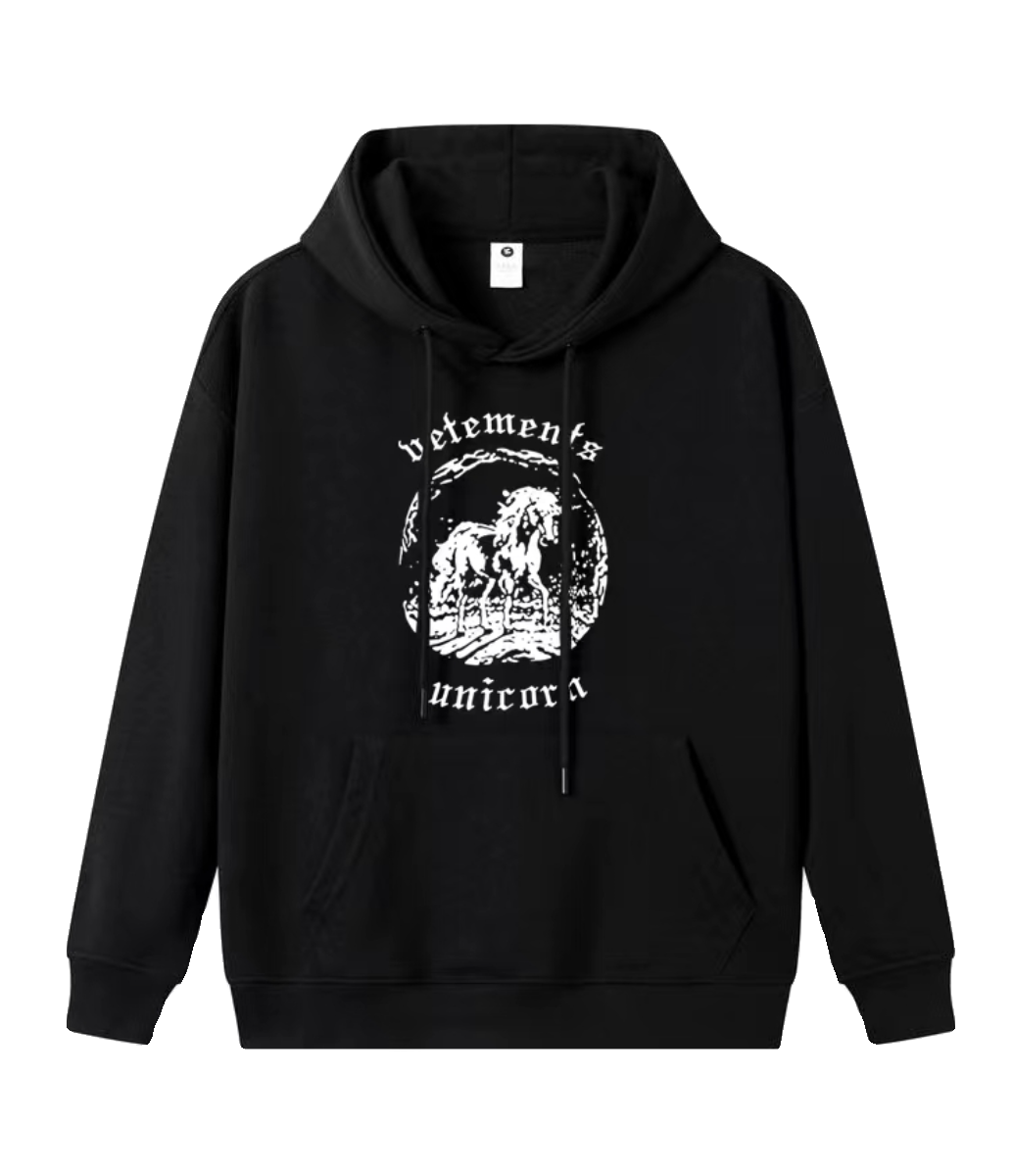 Vetements Unicorn Black Graphic Hoodie