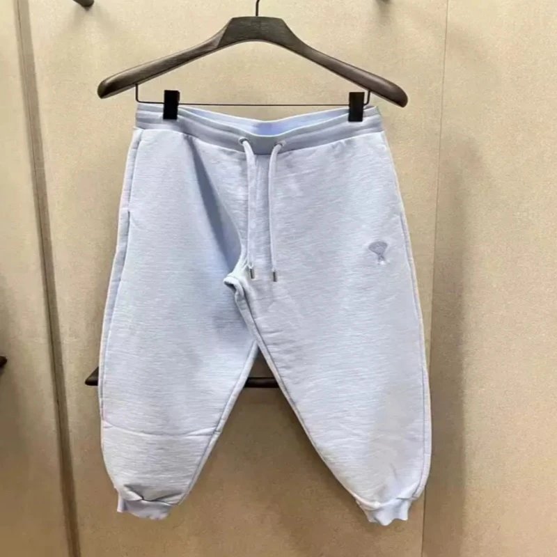 Ami Paris Heart Logo Pink Beige Black White Casual Sweatpants