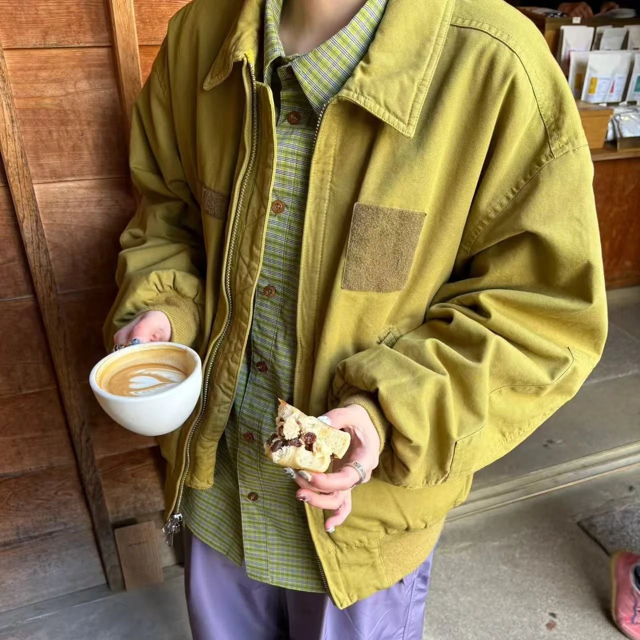 Olive Green Utility Jacket Military Style
