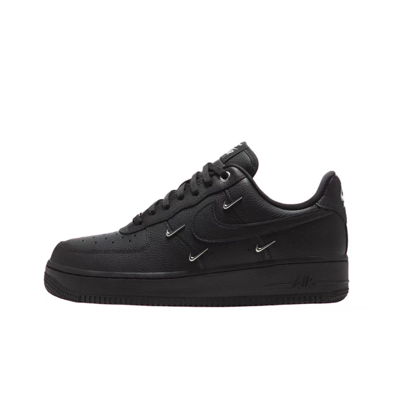Nike Air Force 1 White Metallic Swoosh Low Top Sneakers