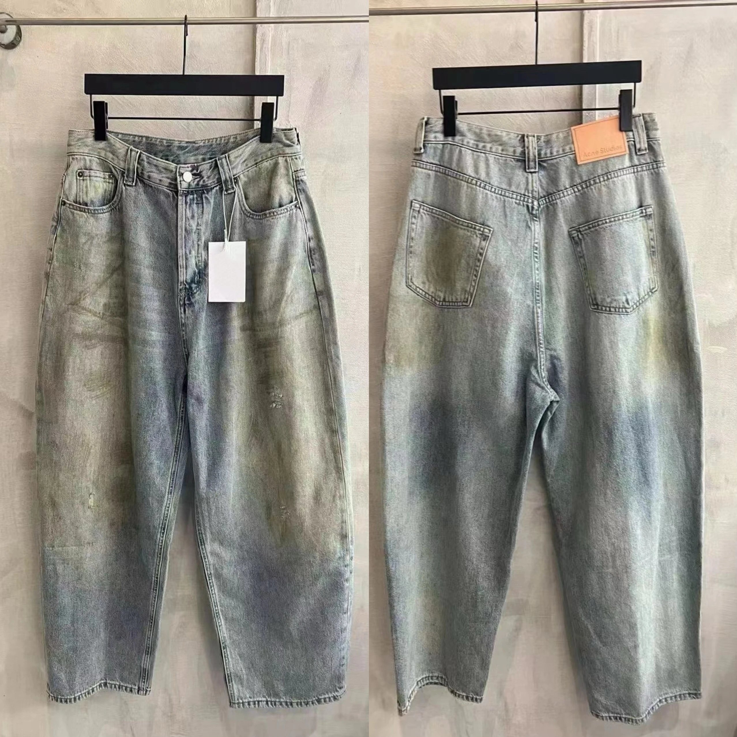 Acne Studios Distressed Wide-Leg Jeans Multicolor