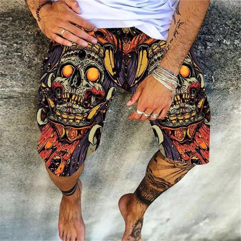 Printed Skull Shorts