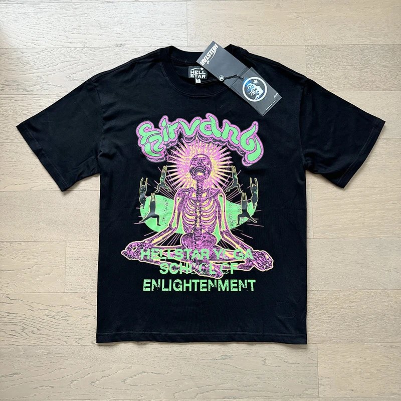 Hellstar Graphic Print Black White Off White Teal Streetwear T-Shirt